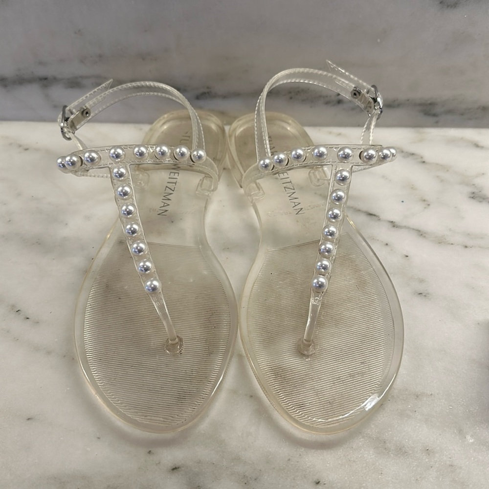Stuart Weitzman Jelly Pearl Thong sandal